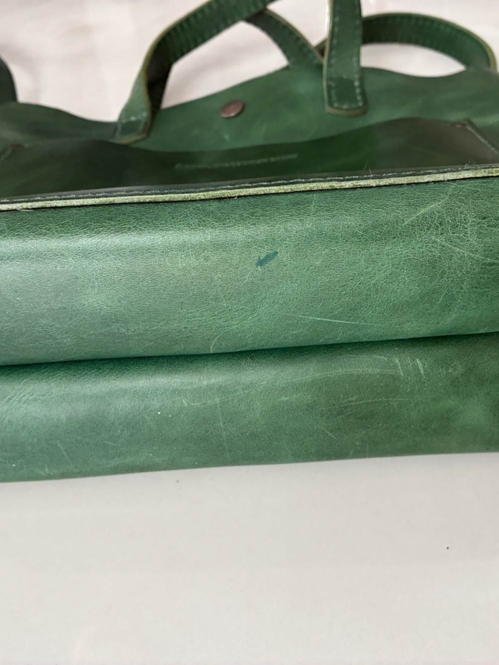 Portland Leather Green Leather Crossbody Tote with Front Slip Pocket - Picture 7 of 10